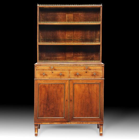 Fine George III Rosewood Brass Mounted Bookcase Cabinet