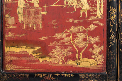 Fine Chinoiserie Red Lacquer Screen