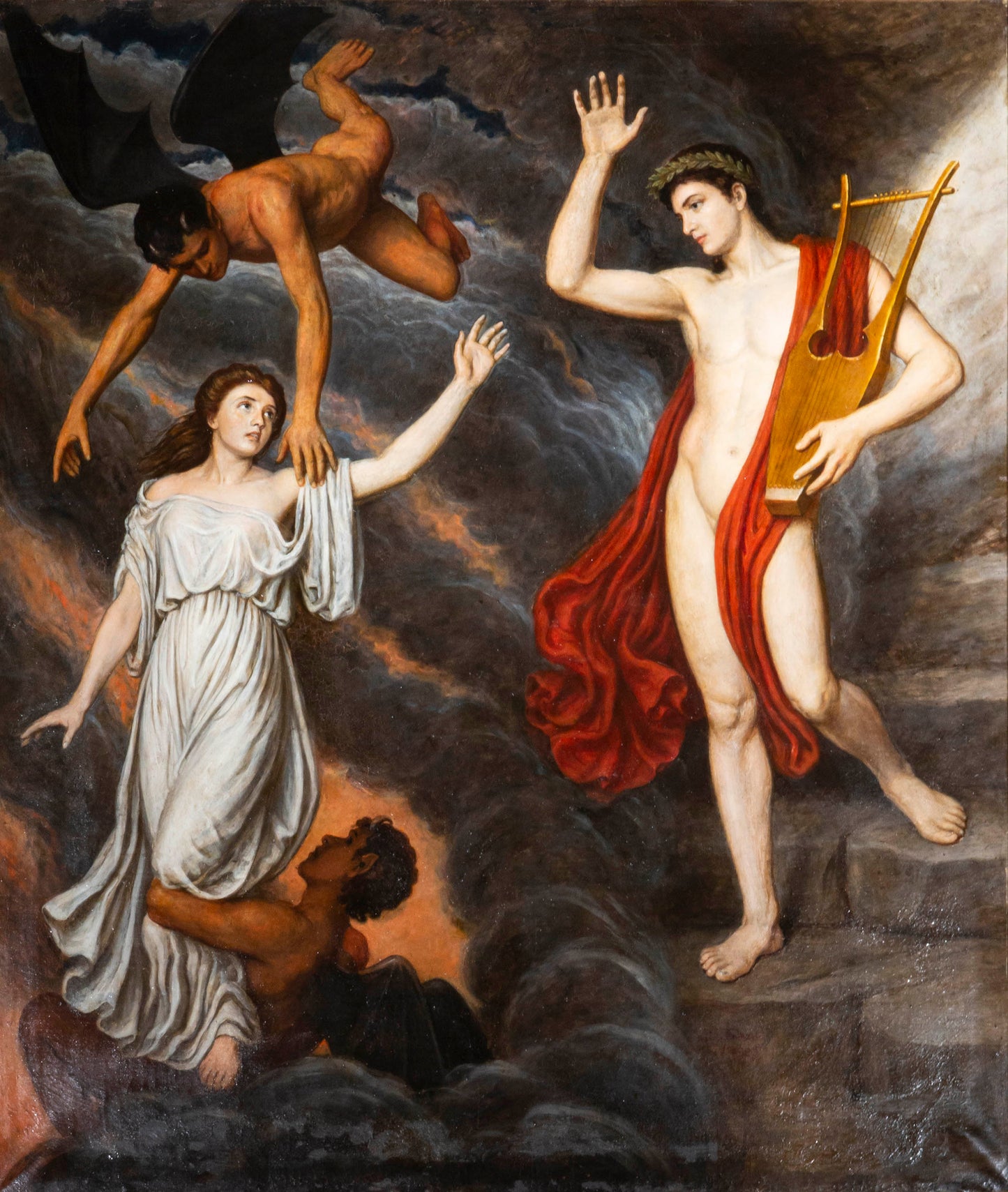 Orpheus and Eurydice, Oil Painting by P.J. Antoine, 1908.