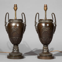 Pair of Antique Grand Tour Bronze Table Lamps