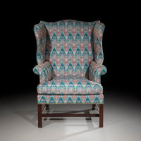 Fine George III Chippendale Mahogany Wing Armchair