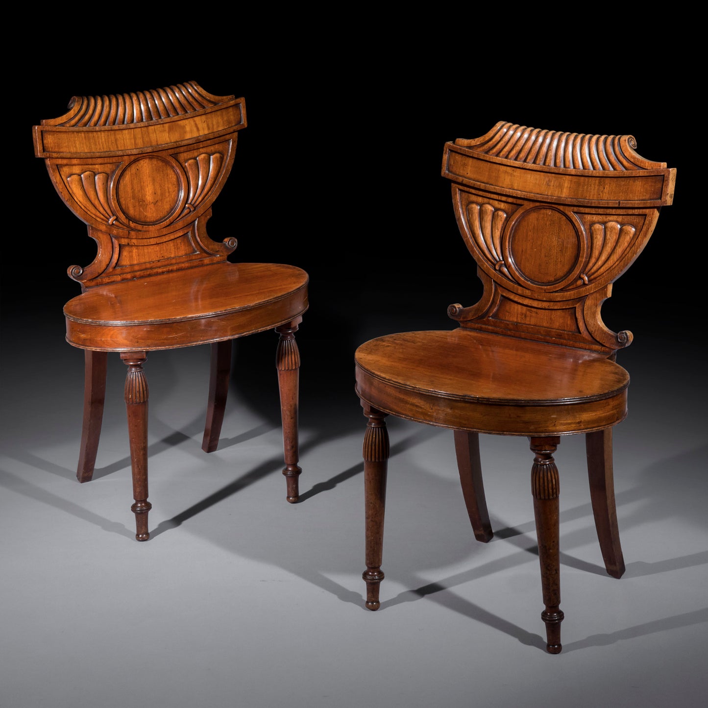 Pair of Regency Mahogany Hall Chairs