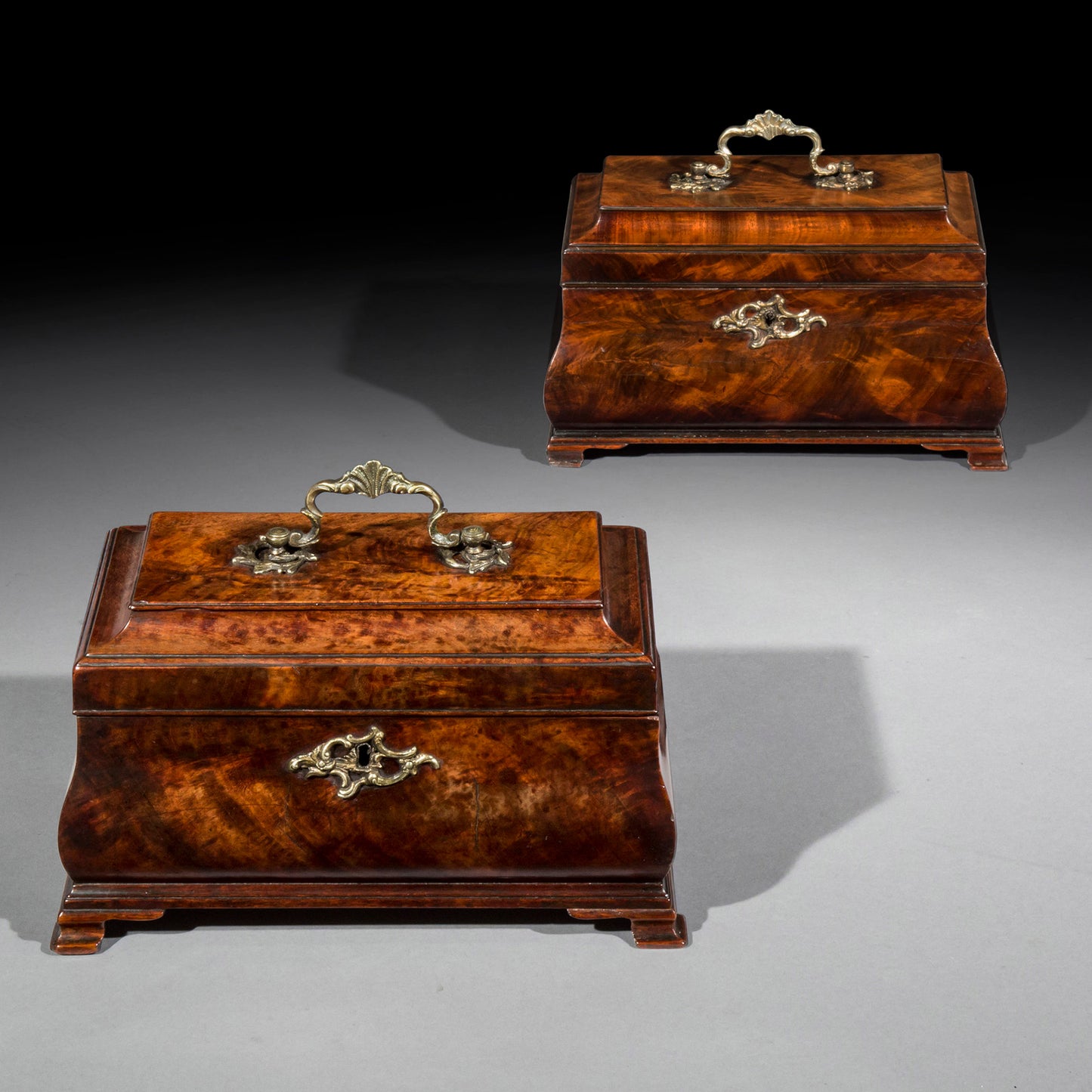 Pair of George III Chippendale Bombé Tea Caddies