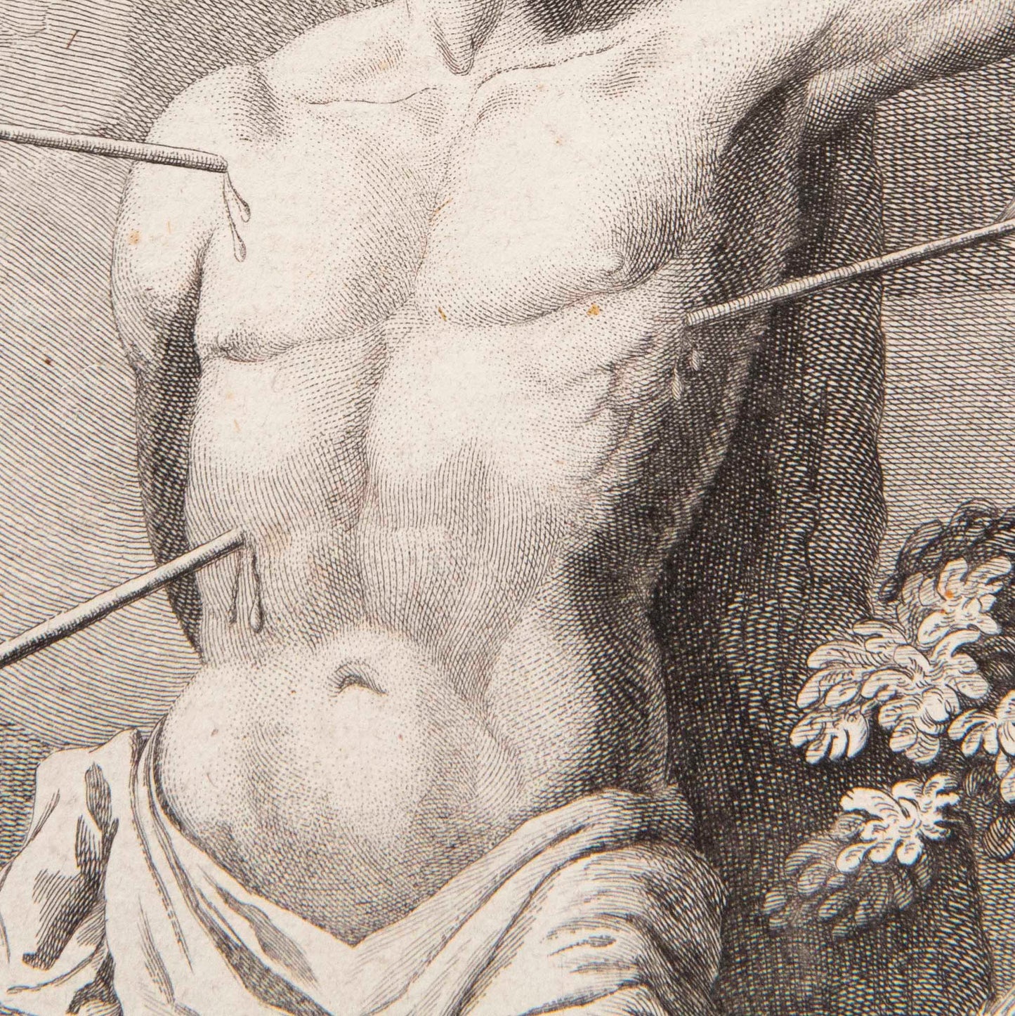 Rare 18th Century Etching of Saint Sebastian