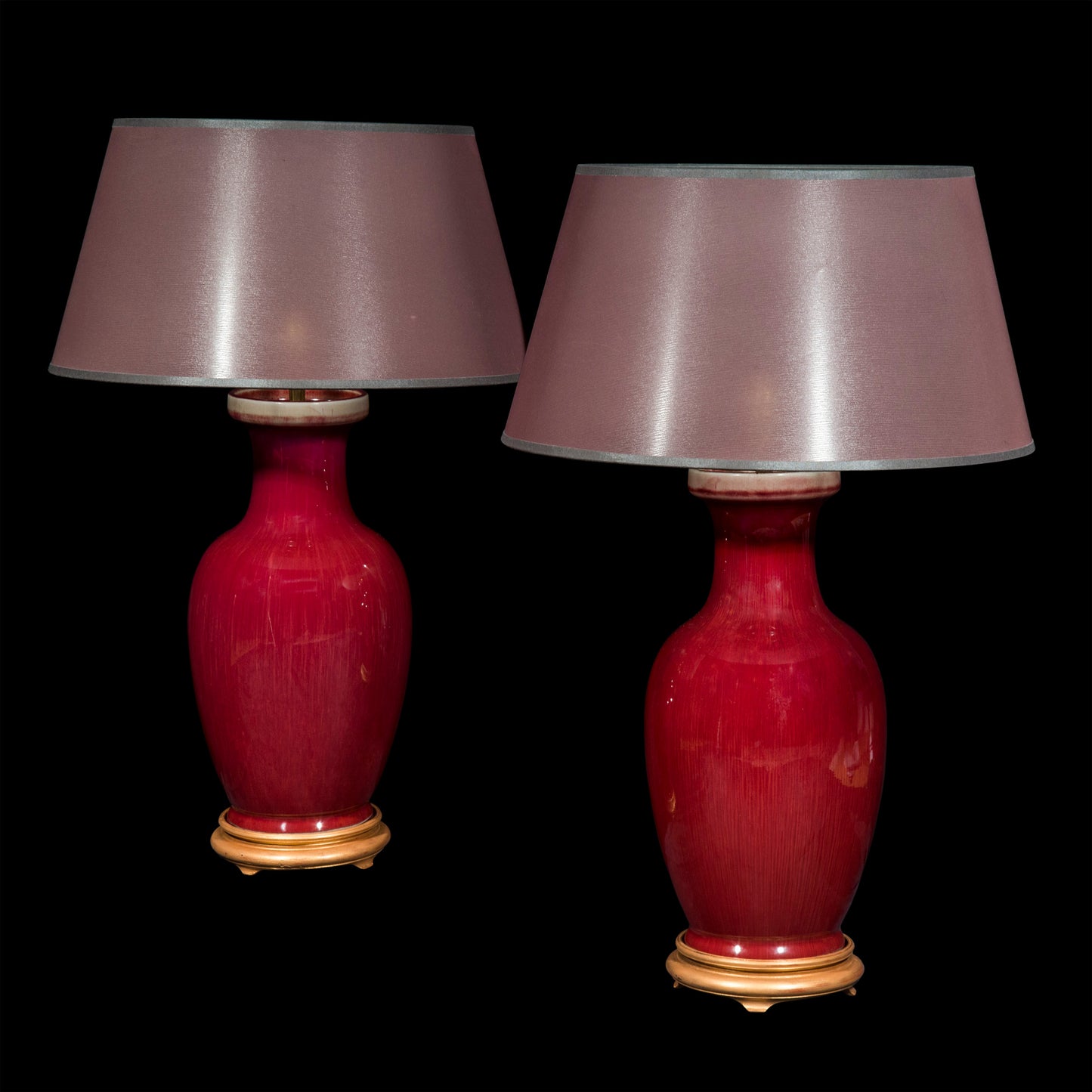 Pair of Chinese Oxblood Vase Lamps