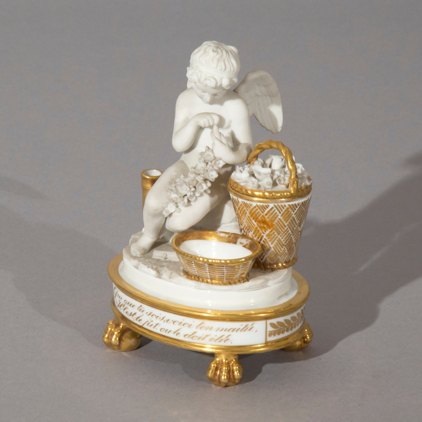 Antique Porcelain Cherub Figurine, French 19th Century