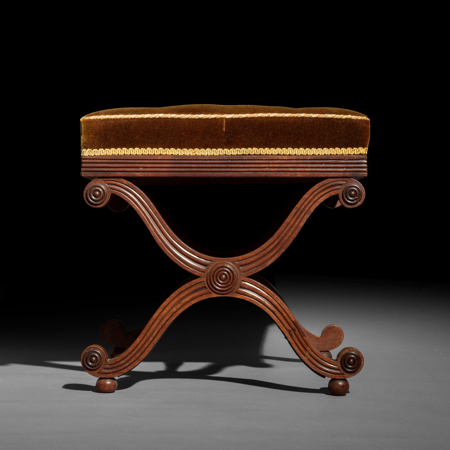 Fine Regency X-Frame Stool to a design by Thomas Hope