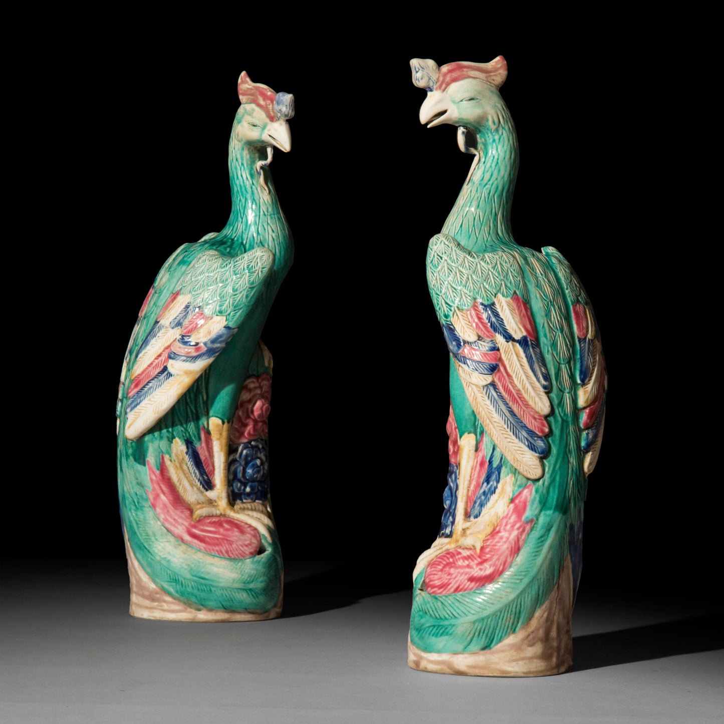 Large Pair of Chinese Porcelain Phoenix Birds