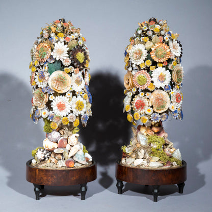 Three Victorian Shellwork Flower Arrangements