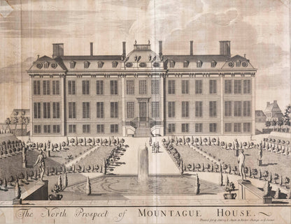 Large 18th Century Architectural Engraving of Montagu House