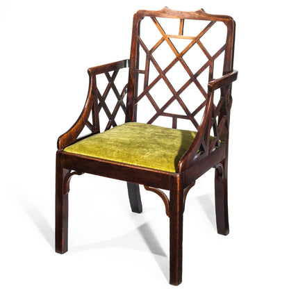 George III Chinese Chippendale "Cockpen" Armchair