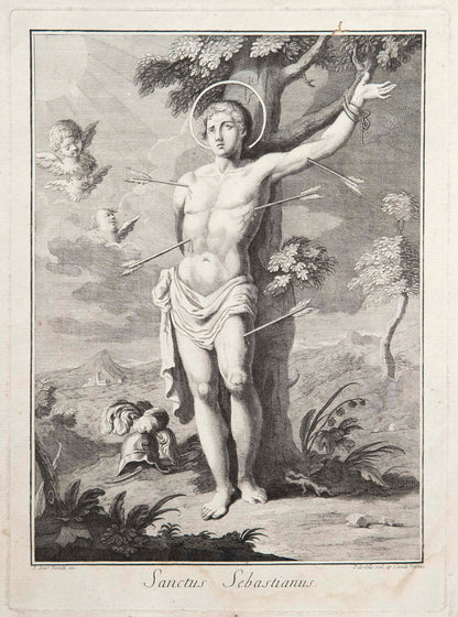 Rare 18th Century Etching of Saint Sebastian