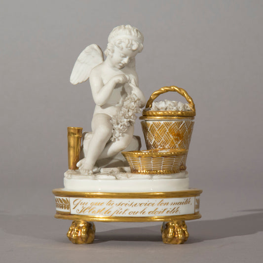 Antique Porcelain Cherub Figurine, French 19th Century