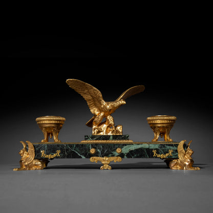 Antique Empire Style Marble and Ormolu Desk Stand