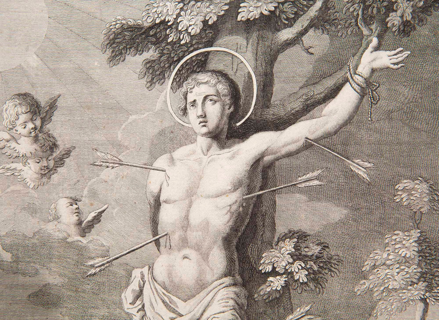 Rare 18th Century Etching of Saint Sebastian