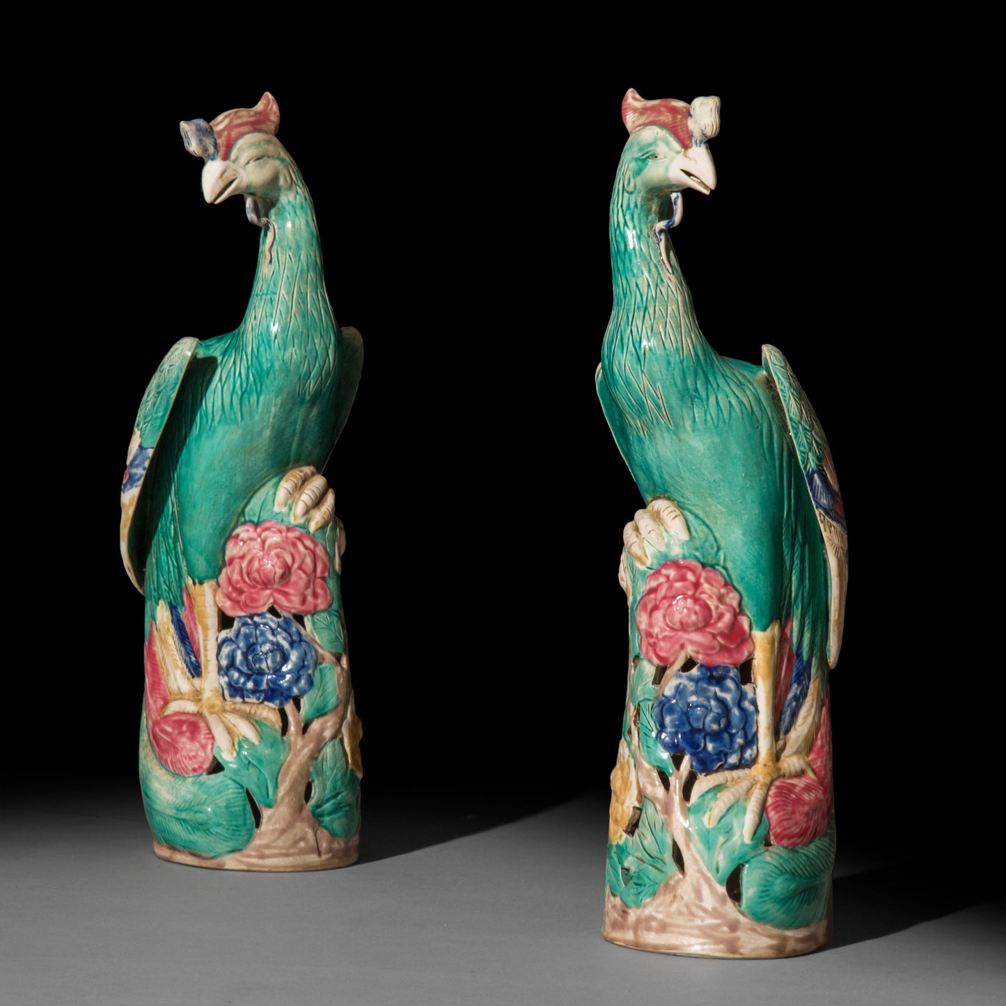 Large Pair of Chinese Porcelain Phoenix Birds