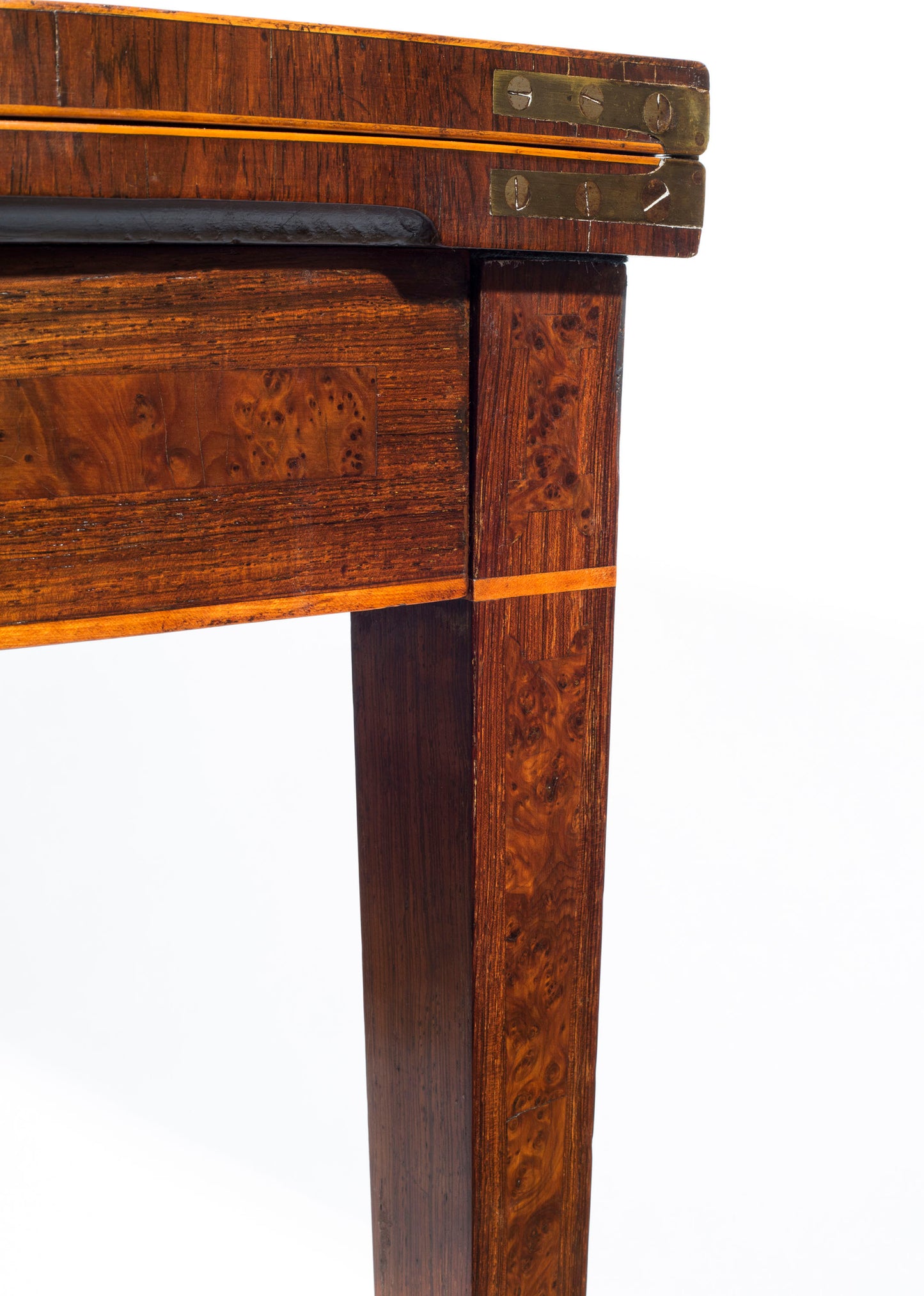 Fine George III Burr Yew and Fustic Inlaid Card Table