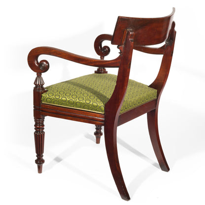 Fine Regency Mahogany Open Armchair