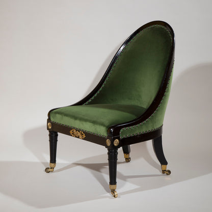 Regency Ebonised Brass Mounted 'Roman' Chair