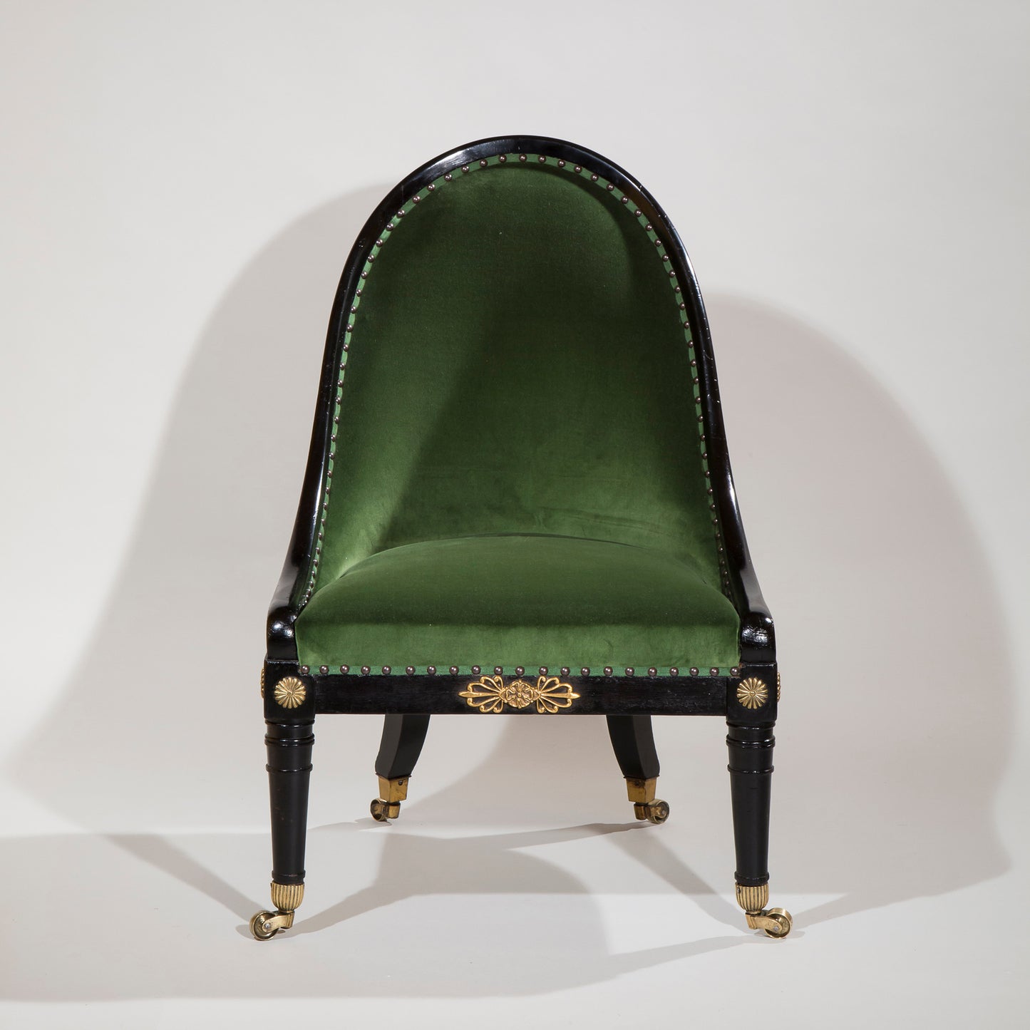 Regency Ebonised Brass Mounted 'Roman' Chair