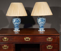 Pair of Dutch Delft Blue and White Chinoiserie Vase Lamps
