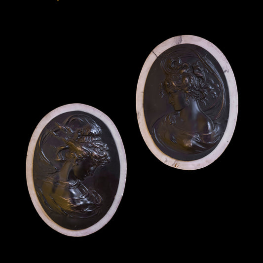 Pair of Classical Oval Medallion Wall Plaques