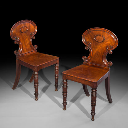 Fine Pair of Regency Hall Chairs