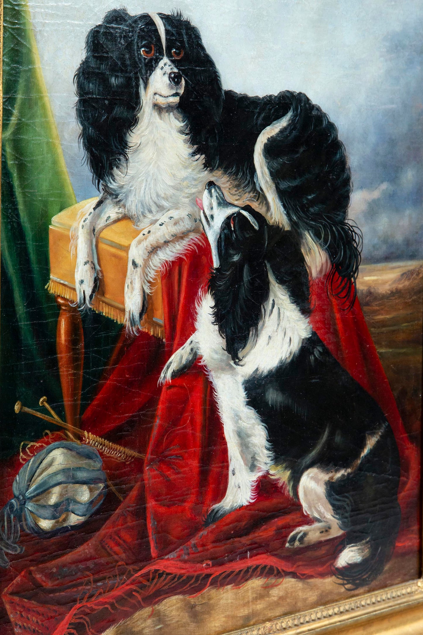 19th Century Painting of Two King Charles Spaniels