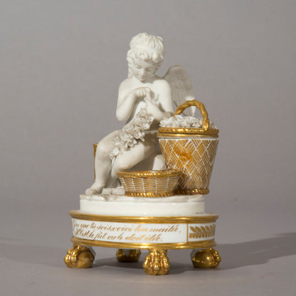 Antique Porcelain Cherub Figurine, French 19th Century