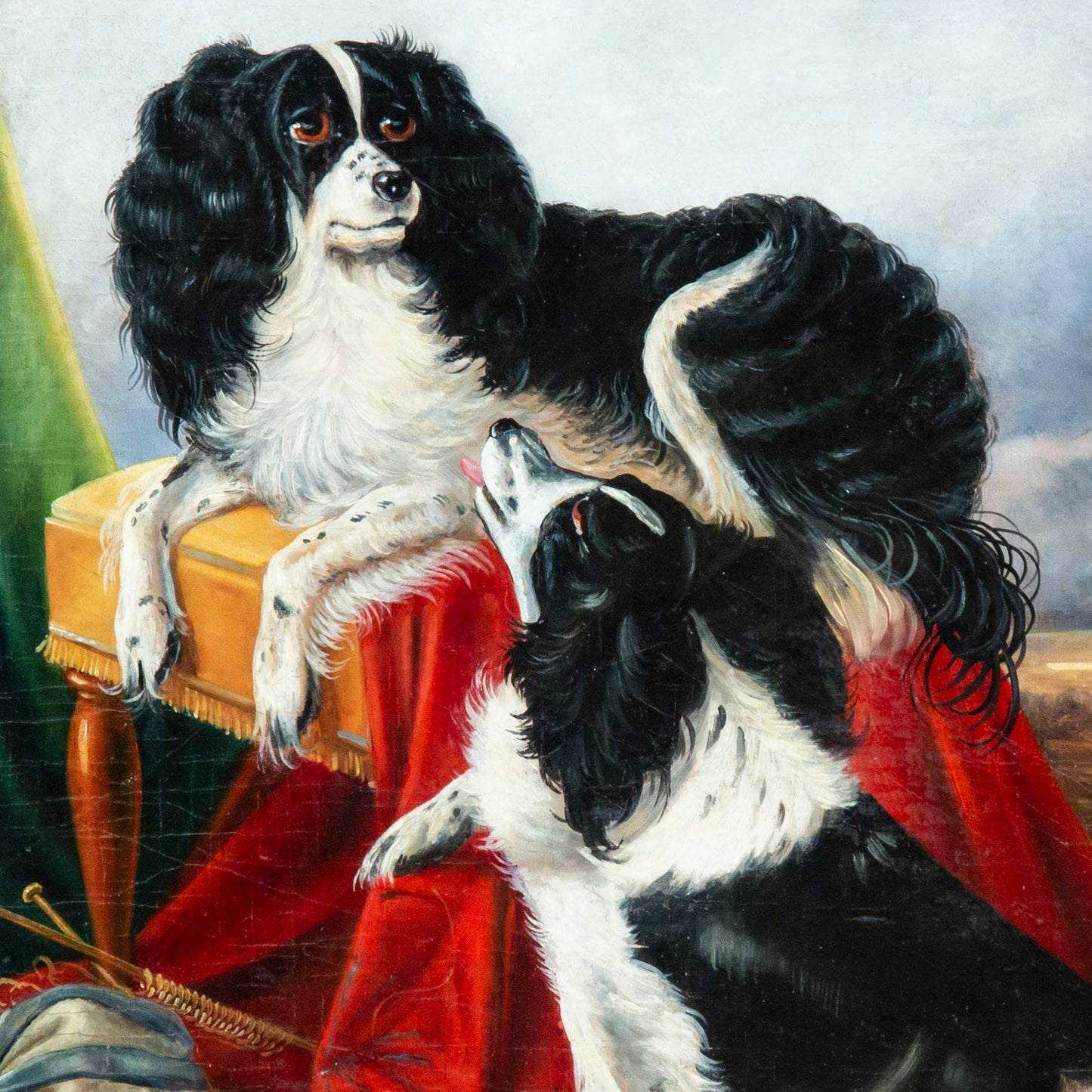 19th Century Painting of Two King Charles Spaniels