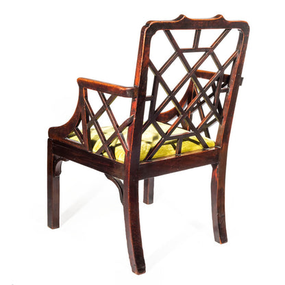 George III Chinese Chippendale "Cockpen" Armchair