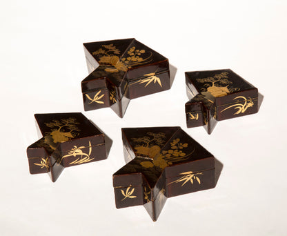 Set of Four 19th century Japanese Lacquer Boxes