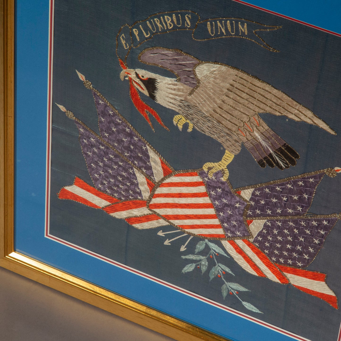 Early 20th Century Embroidered Picture of American Eagle