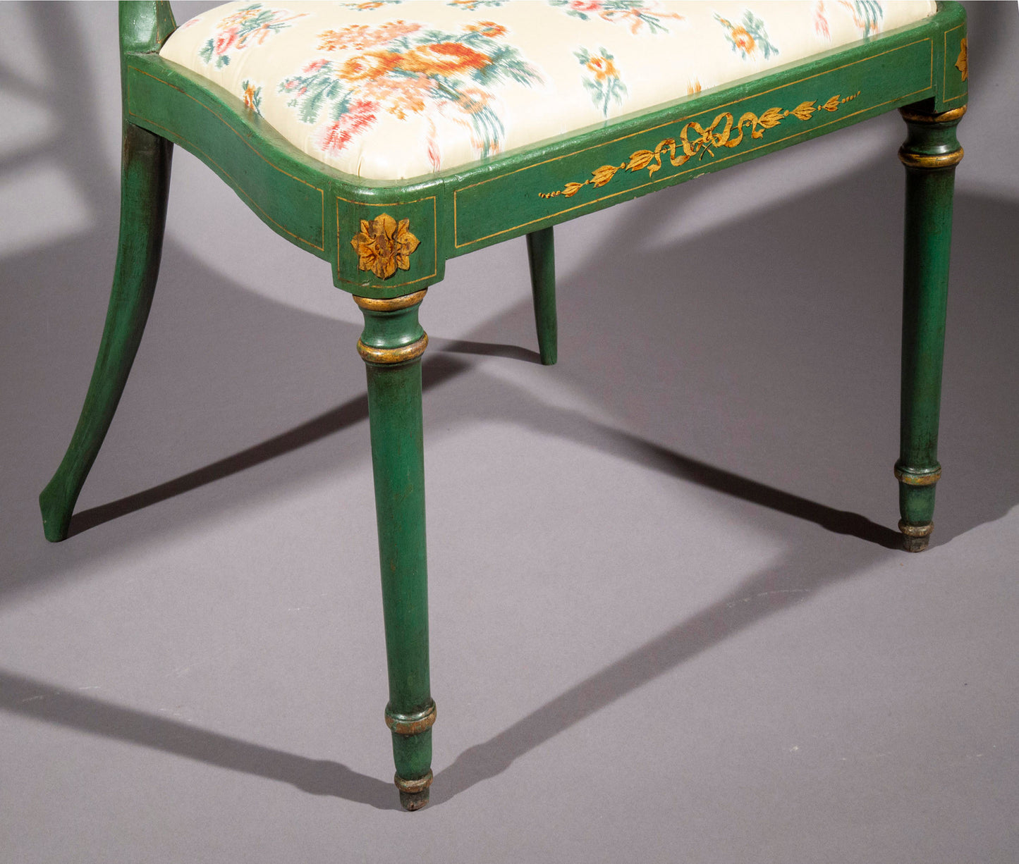 Set of Six George III Green Painted Chairs