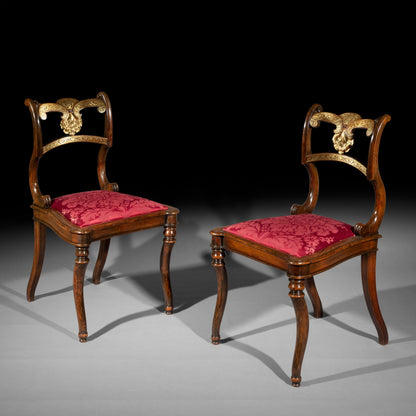 Pair of Antique Regency Klismos Chairs, Scottish circa 1810