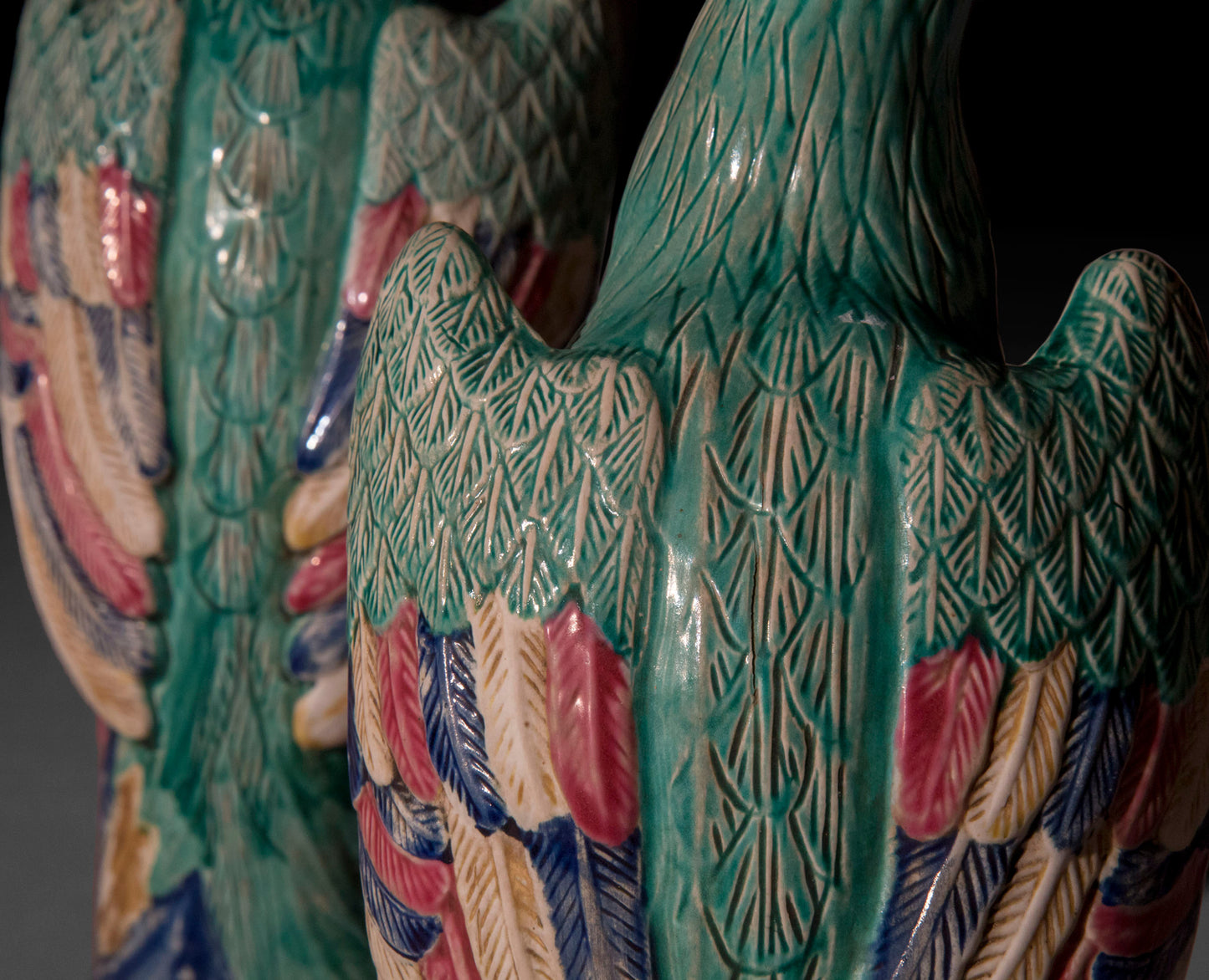 Large Pair of Chinese Porcelain Phoenix Birds