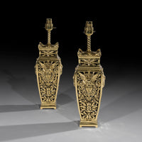 Fine Pair of Belle Epoque Brass Table Lamps