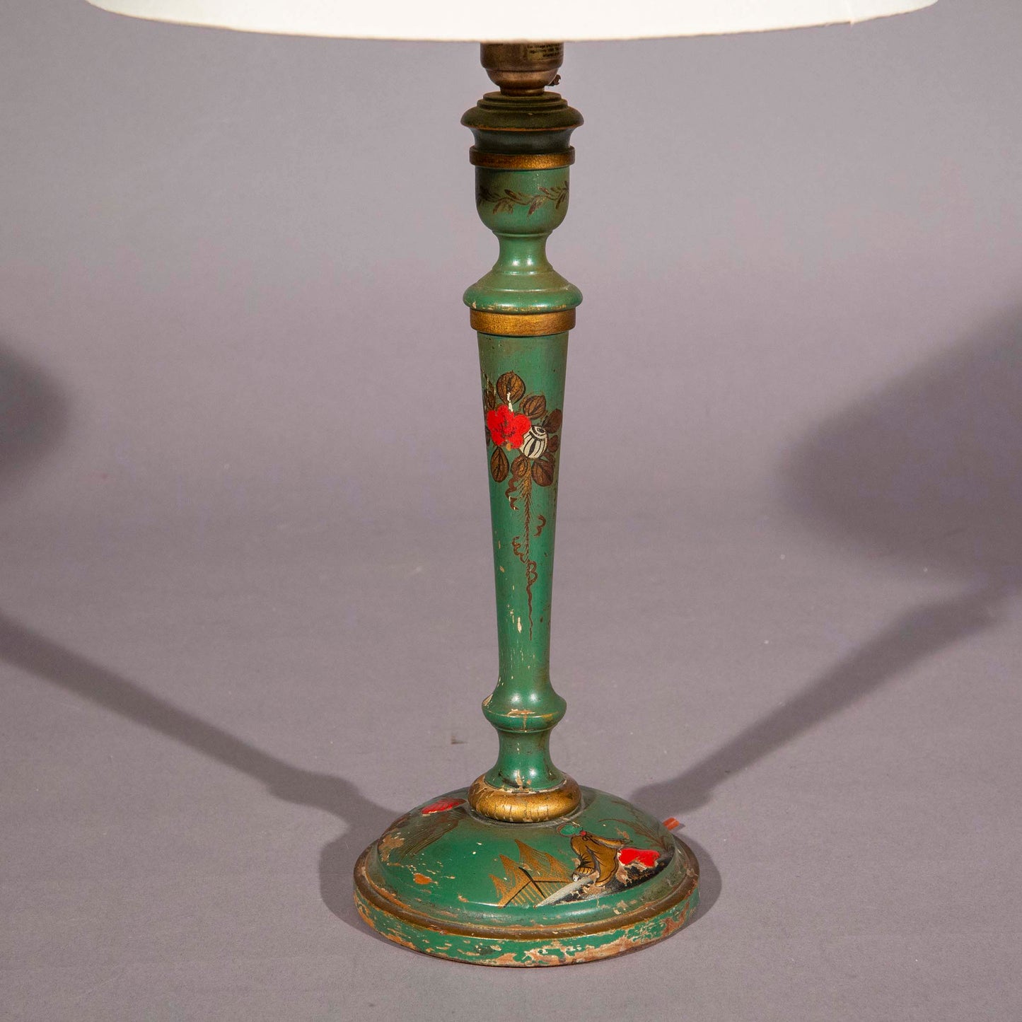 Green Chinoiserie Candlestick Lamp