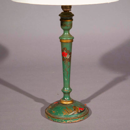 Green Chinoiserie Candlestick Lamp