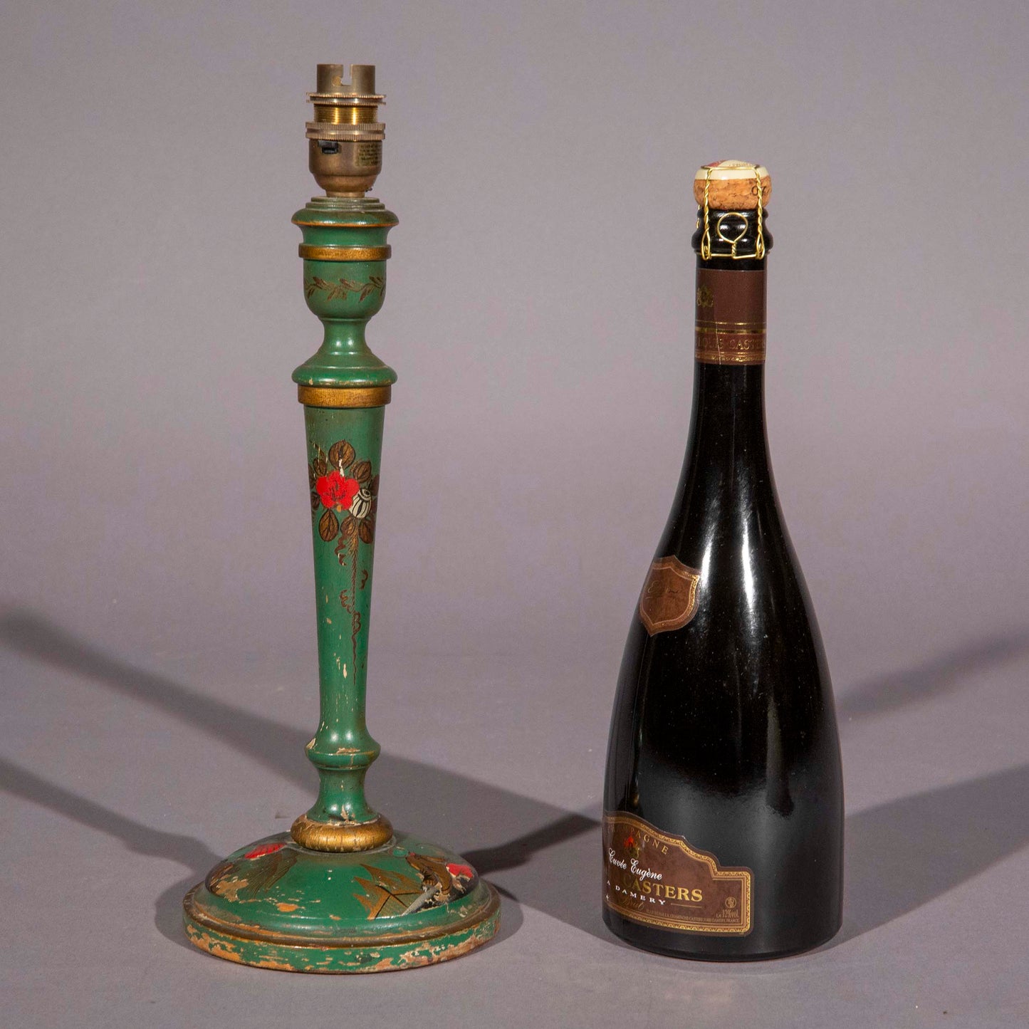 Green Chinoiserie Candlestick Lamp