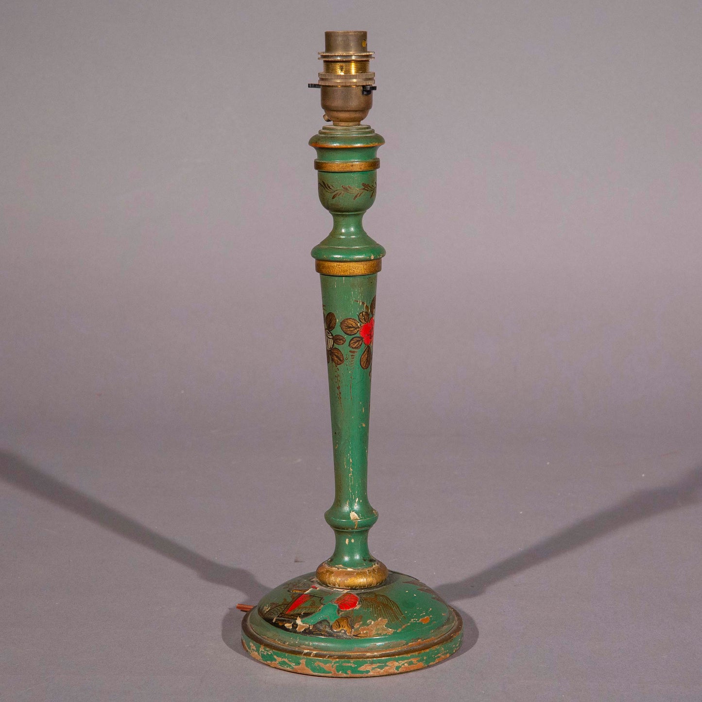 Green Chinoiserie Candlestick Lamp