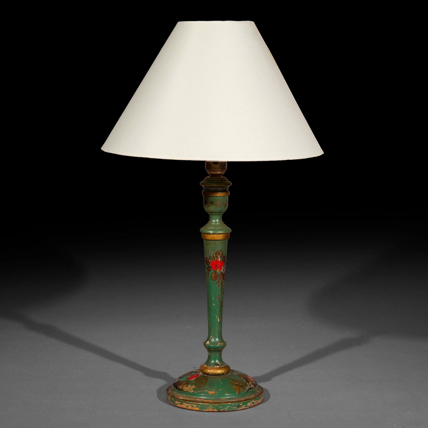 Green Chinoiserie Candlestick Lamp
