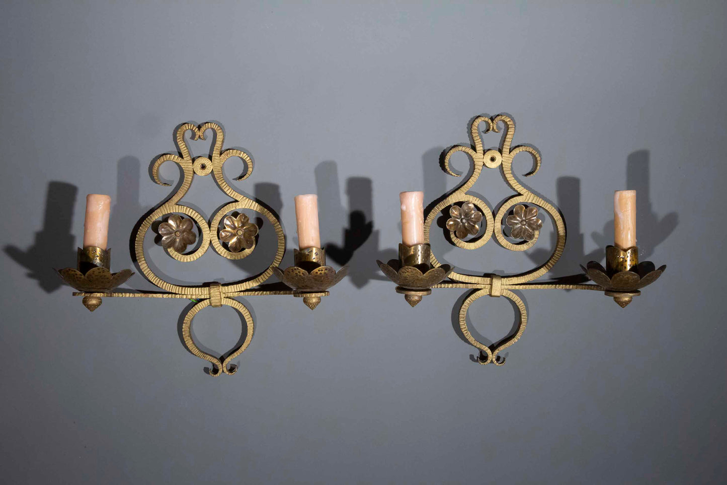 Pair of Jansen Style Iron Wall Lights
