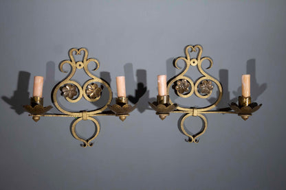 Pair of Jansen Style Iron Wall Lights