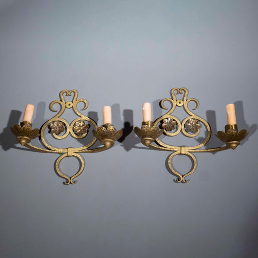 Pair of Jansen Style Iron Wall Lights