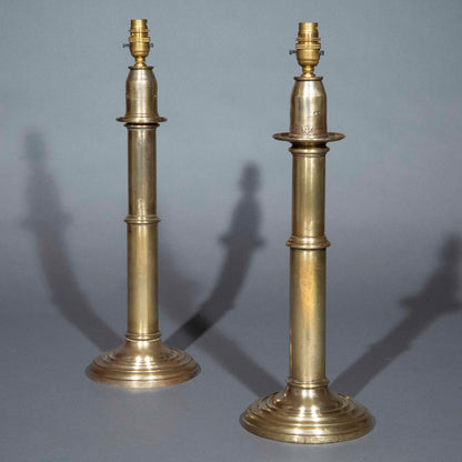 Pair of 19th Century Brass Candlestick Lamps