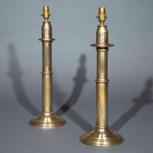 Pair of 19th Century Brass Candlestick Lamps