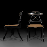 Early 19th Century Pair of Regency Black Painted Klismos Chairs