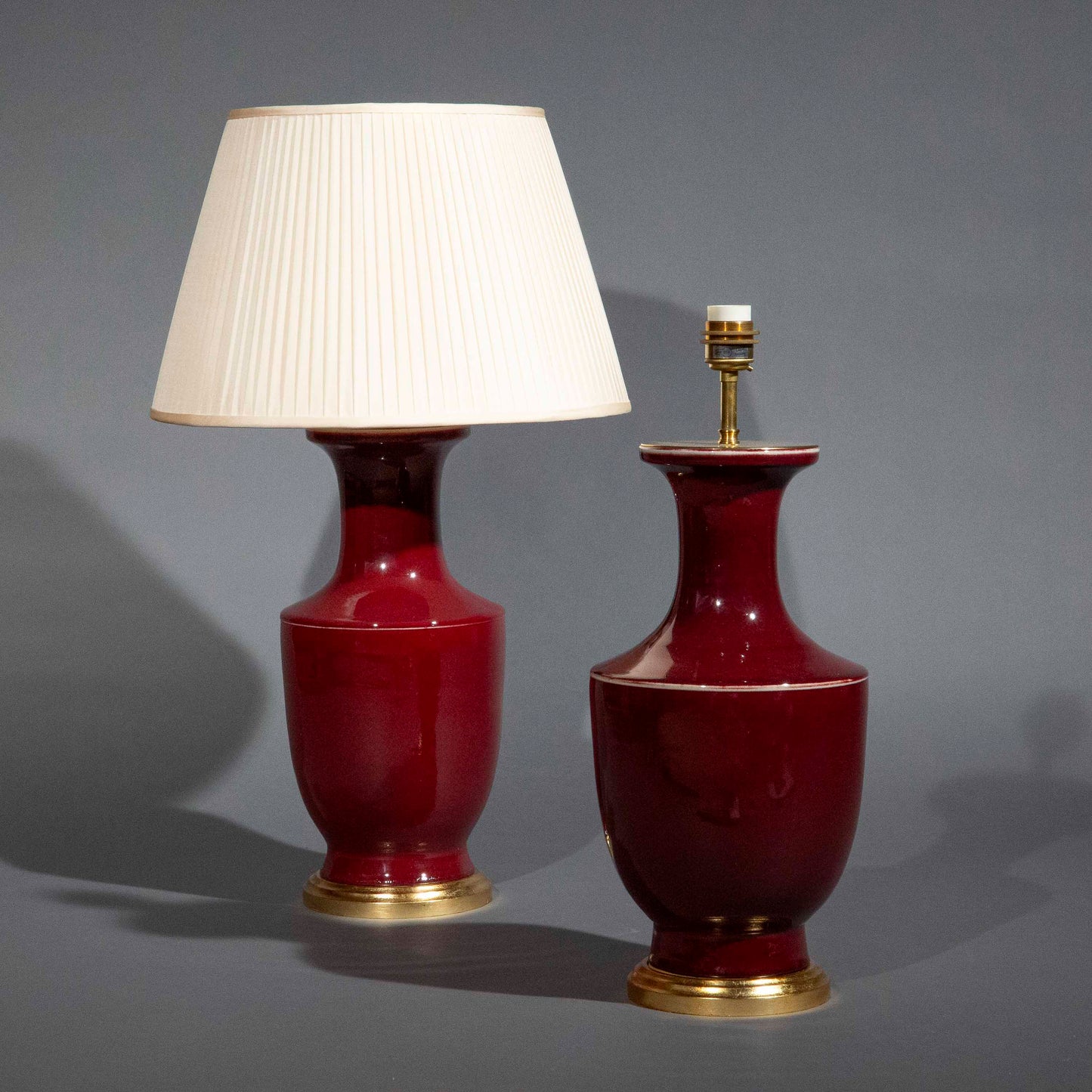 Pair of Large Chinese Sang de Boeuf Vase Lamps