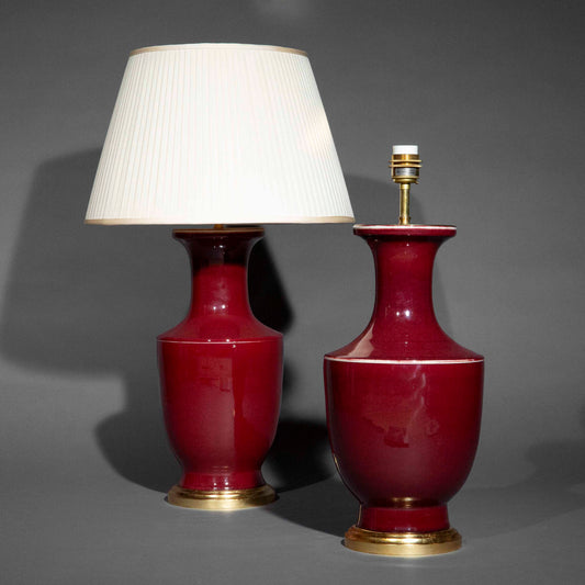 Pair of Large Chinese Sang de Boeuf Vase Lamps